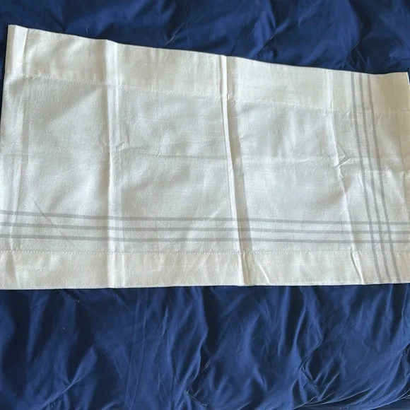 Window Valance Farmhouse Cream and Gray Striped 15” x 54” - Picture 2 of 4